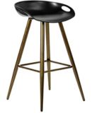 Tabouret de comptoir/bar à dossier bas avec siège en plastique moulé et pattes en métal 39F Fiyan, noir/bronze | VMCnull