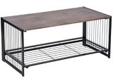 Table basse pour canapé pour salon zen avec étagère de rangement 39F Line, fini bois noir/brun | 39Fnull