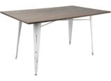 Table de salle à manger rectangulaire à dessus en bois massif et en métal LumiSource Oregon, blanc/espresso | LumiSourcenull