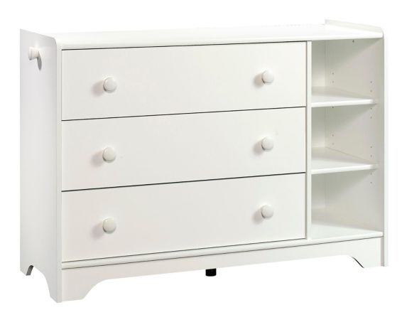 Sauder Pinwheel Kids 3-Drawer Dresser/Chest With Book & Storage Shelves, Soft White Product image