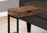 Monarch Wood Finish C-Shaped Sofa End/Side Accent Table With Storage Drawer & Metal Base | Monarchnull