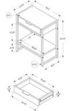 Table de chevet/d'appoint à 1 tiroir avec base en métal et rangement Monarch, gris/nickel | Monarchnull