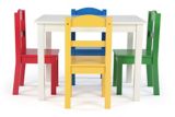 Table de jeu rectangulaire et chaises pour enfant/tout-petit Humble Crew, paq. 5, blanc/primaire | Vendornull