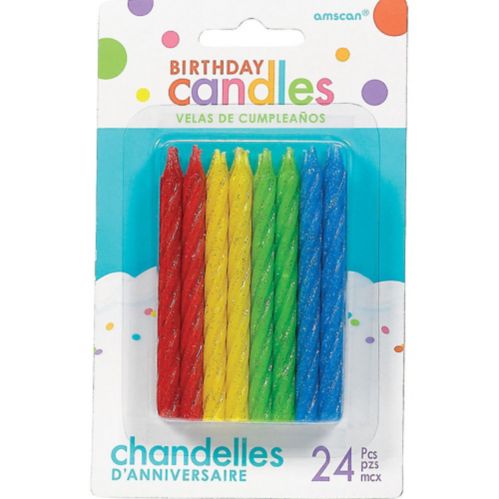 Glitter Multicolour Spiral Birthday Candles, 24-pk Product image