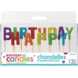 Bougies Sur Cure Dent Joyeux Anniversaire Scintillantes Arc En Ciel Paq 13 Party City