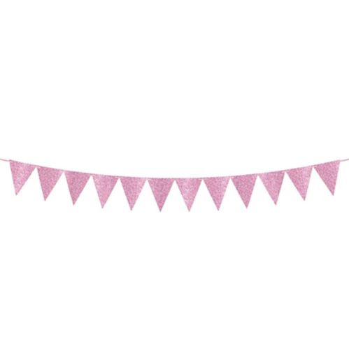 Create Your Own Glitter Pennant Banner, Pink Product image