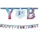Banderole à lettres décorative « Happy Birthday » La Reine des neiges 2 de Disney avec ajout d'âge, bleu, 10 pi | Frozennull