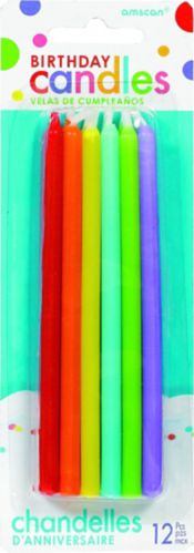 Tall Multicolour Birthday Candles, 12-pk Product image