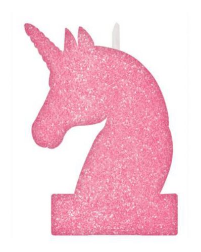 Bougie pour fête d'anniversaire, licorne magique, rose scintillant Image de l’article