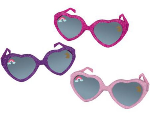 Glitter Magical Unicorn Heart-Shaped Sunglasses, Pink/Bright Pink/Purple, 6-pk Product image