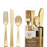 Premium Plastic Cutlery Set, Birthdays, Showers, More, Gold, 32-pk | Amscannull