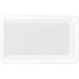 Plat de service rectangulaire en plastique blanc, 11 x 18 po | Amscannull