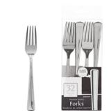 Premium Quality Durable Reusable Plastic Forks, Silver, 32-ct | Amscannull