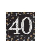Serviettes à boisson Célébration scintillante 40e anniversaire, paq. 16 | Amscannull