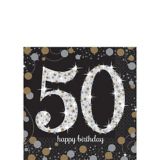 Serviettes à boisson Célébration scintillante 50e anniversaire, paq. 16 | Amscannull