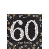 Serviettes à boisson Célébration scintillante 60e anniversaire, paq. 16 | Amscannull