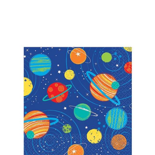 Blast Off Outer Space Birthday Party Small Beverage Napkins, 16-pk Product image