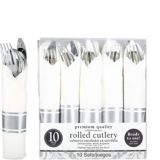 Rolled Silver Premium Plastic Cutlery Set | Amscannull