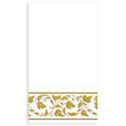 Serviettes en papier de première qualité à motif de volutes, blanc et or, paq. 24 Image de l’article