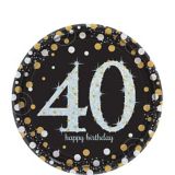 Assiettes à dessert étincelantes iridescentes Célébration 40e anniversaire, paq. 8 | Amscannull
