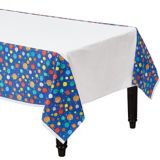 Blast Off Birthday Party Reusable Table Cover features Planets and Stars,  54-in x 96-in