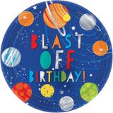 Blast Off Outer Space Birthday Party Large Dinner Plates, 10.5-in, 8-pk