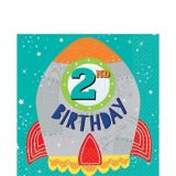 Blast Off 2nd Birthday Lunch Napkins featuring Rocket Ship, 16-pk | Amscannull