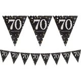 Milestone 70th Birthday Party Pennant Banner Decoration, Black/Silver/Gold | Amscannull