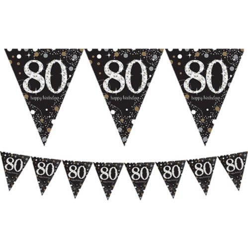 Prismatic 80th Birthday Pennant Banner - Sparkling Celebration Product image