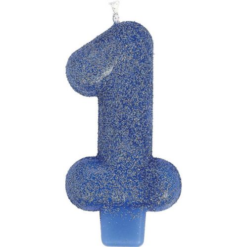 Glitter Number 1 Birthday Candle, Royal Blue Product image