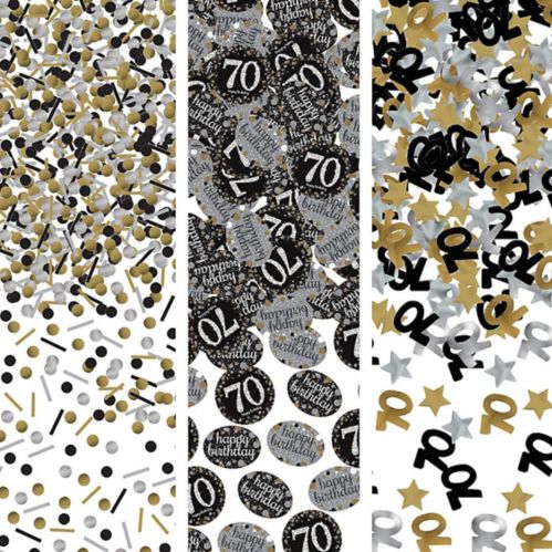 Milestone 70th Birthday Confetti, Black/Silver/Gold Product image