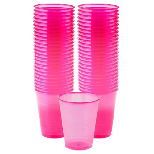 Black Light Neon Pink Plastic Cups, 50-ct Product image