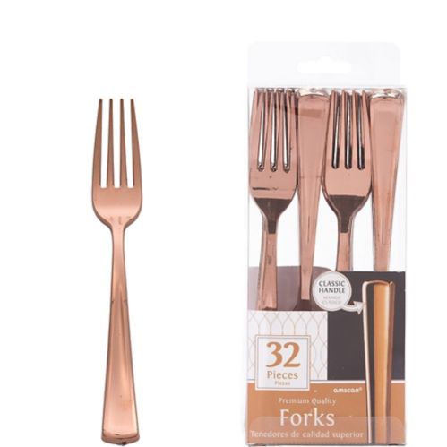 Premium Plastic Forks, Birthdays, Showers, More, Rose Gold, 32-pk Product image