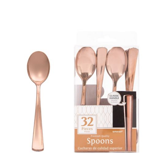 Rose Gold Premium Plastic Spoons, 32-pk Product image