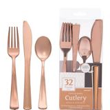 Rose Gold Plastic Cutlery Set, 32-pk | Amscannull