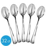 Premium Plastic Spoons, Silver, 32-pk | Amscannull