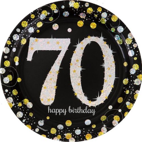 Milestone 70th Birthday Sparkling Celebration Prismatic  Lunch Plates, 8-pk Product image