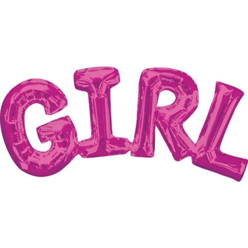 Air-Filled "Girl" Letter Foil Balloon Banner for Baby Shower, Pink, 22-in x 10-in Product image