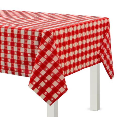 Reusable Plastic Table Cover for Birthday, Party, Red Gingham, 54 x 108-in Product image