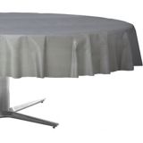 Silver Plastic Round Table Cover
