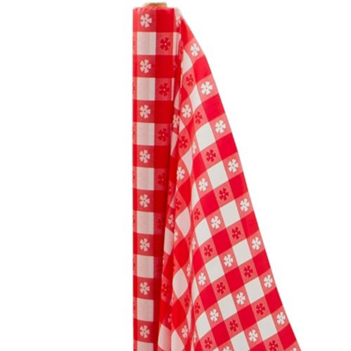 Red Gingham Plastic Table Cover Roll Product image