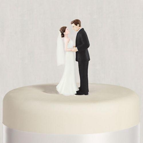 Figurines de mariés aux cheveux bruns pour gâteau de mariage Image de l’article