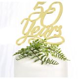 50th Anniversary Cake Topper, Gold