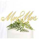 Gold Mr & Mrs Wedding Cake Topper, 6 1/2" x 6 1/2"