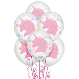 Magical Rainbow Unicorn Birthday Party Latex Confetti Balloons, 6-pk
