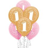 Ballons à confettis en latex étape 1er anniversaire, or/rose, paq. 15 | Amscannull
