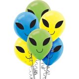 Blast Off Alien Latex Balloons, Blue/Green/Yellow, 15-pk | Amscannull