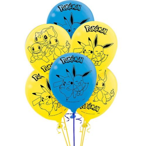 Ballons en latex, Pokémon classique, bleu/jaune, paq. 6 Image de l’article