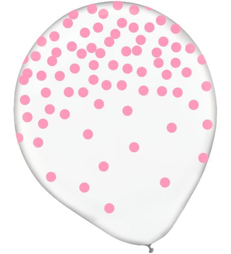 Transparent & Pink Dot Balloons, 12-in, 6-pk Product image