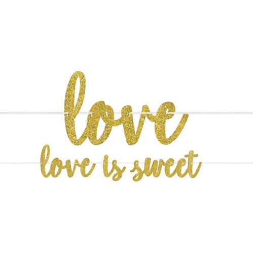 Banderole à lettres décorative « Love is Sweet » pour fiançailles/fête prénuptiale/mariage, or scintillant Image de l’article